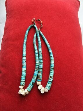 Vintage SANTO  DO INGO  Jacla Earings Turquoise Heishi Bead Earings